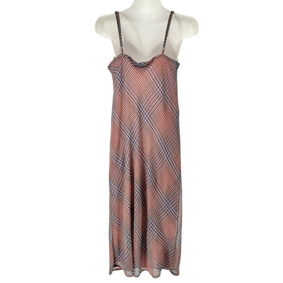 Aéropostale Womens Plaid Slip Dress S Dusty Rose and Blue Lined Rayon Polyester - Picture 2 of 10